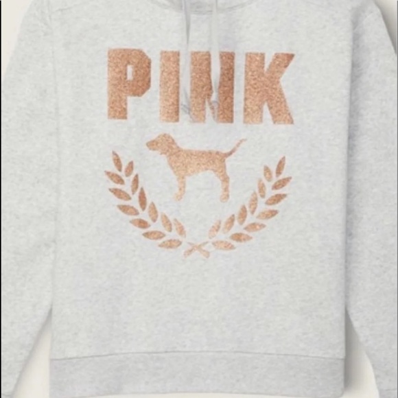 PINK BLING classic pant long sleeve campus tee cowl neck pullover GLITTER LOGO - Picture 4 of 12